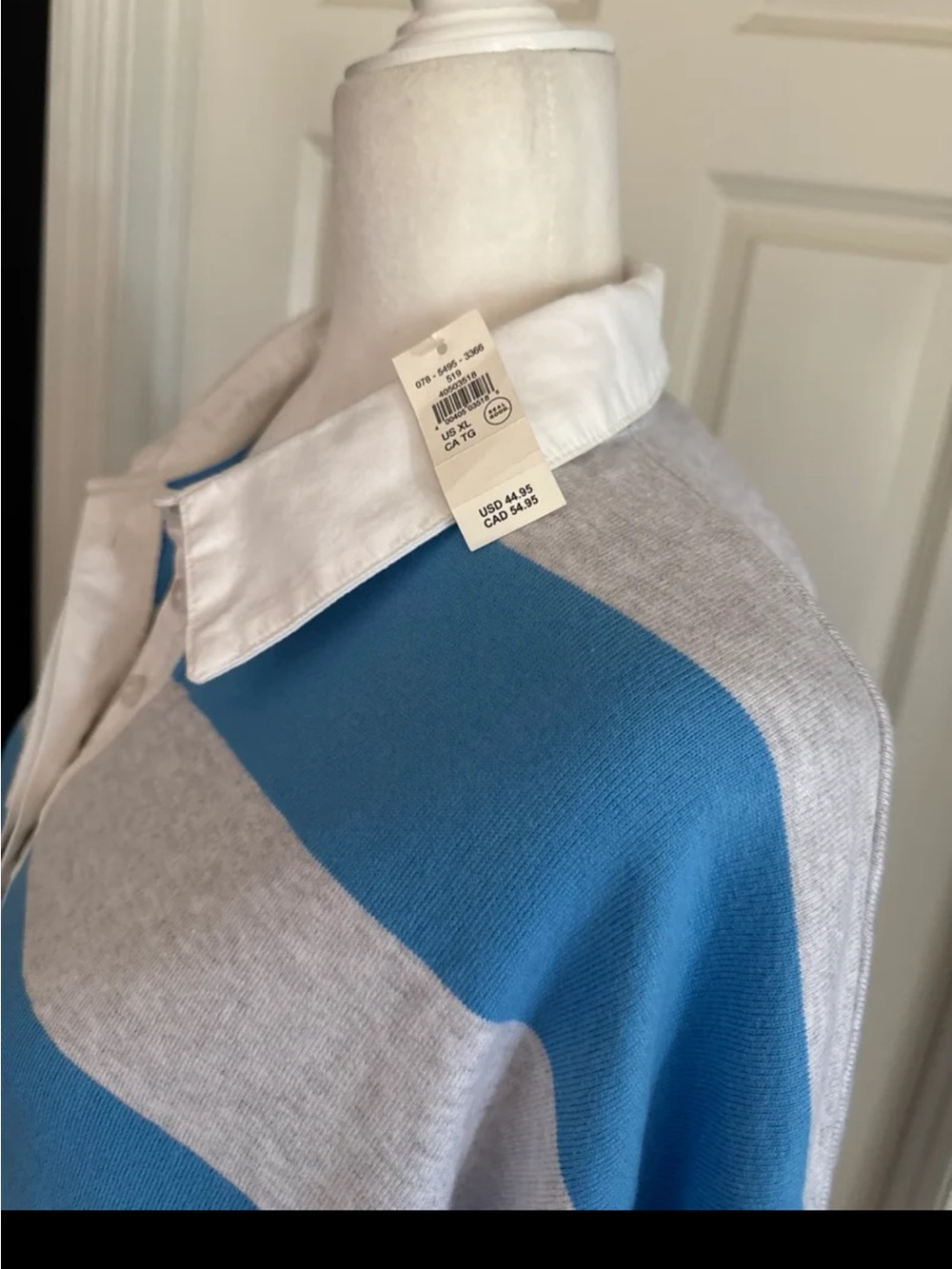 NWT Aerie Sporty Prep Rugby Polo in Blue and Grey Stripe size XL - Picture 5 of 12